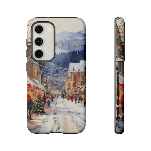 Bustling Victorian Christmas Market - Impact Resistant Phone Case Samsung Galaxy S23 Glossy